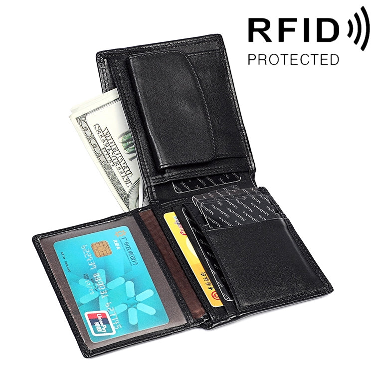 8020 Horizontal Retro Crazy Horse Texture Leather Anti-magnetic RFID Wallet Clutch Bag for Men, with Card Slots(Black) - Antimagnetic RFID Package by PMC Jewellery | Online Shopping South Africa | PMC Jewellery | Buy Now Pay Later Mobicred