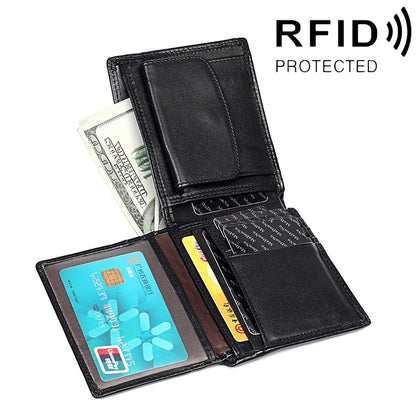 8020 Horizontal Retro Crazy Horse Texture Leather Anti-magnetic RFID Wallet Clutch Bag for Men, with Card Slots(Black) - Antimagnetic RFID Package by PMC Jewellery | Online Shopping South Africa | PMC Jewellery | Buy Now Pay Later Mobicred