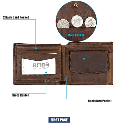 8020 Horizontal Retro Crazy Horse Texture Leather Anti-magnetic RFID Wallet Clutch Bag for Men, with Card Slots(Black) - Antimagnetic RFID Package by PMC Jewellery | Online Shopping South Africa | PMC Jewellery | Buy Now Pay Later Mobicred