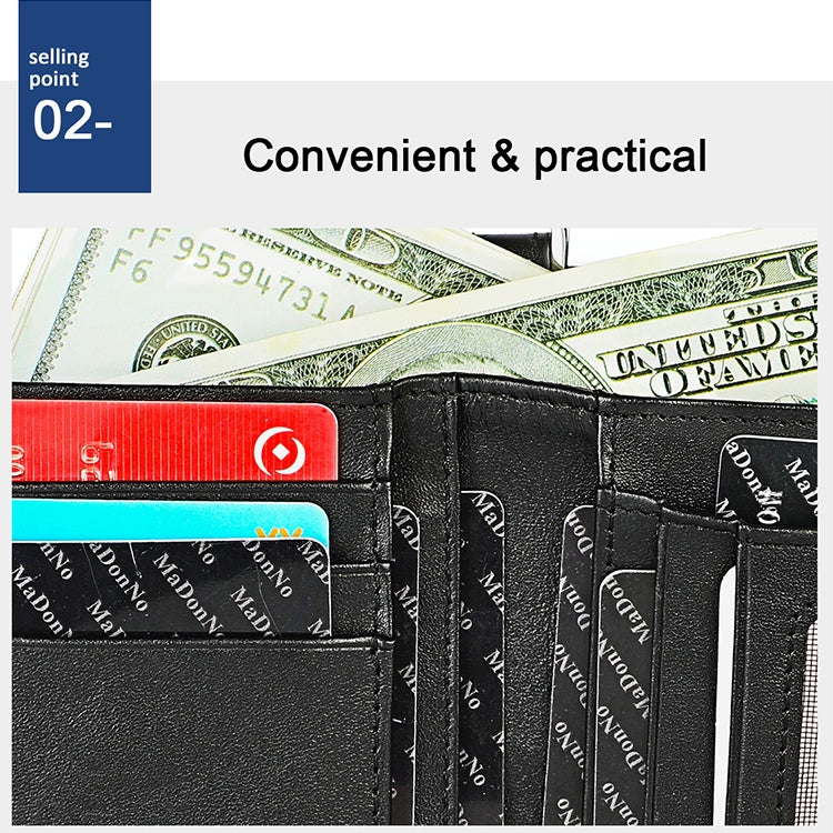 3529 Retro Crazy Horse Texture Double Zipper Anti-magnetic RFID Wallet for Man with Card Slots (Black) - Antimagnetic RFID Package by PMC Jewellery | Online Shopping South Africa | PMC Jewellery | Buy Now Pay Later Mobicred