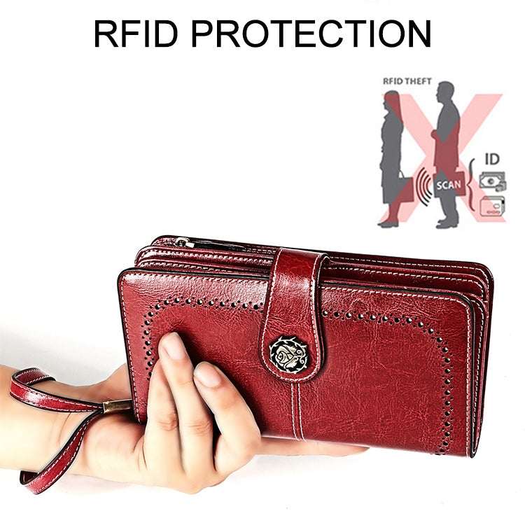 3555 Large Capacity Long Multi-function Anti-magnetic RFID Wallet Clutch for Ladies with Card Slots (Red) - Antimagnetic RFID Package by PMC Jewellery | Online Shopping South Africa | PMC Jewellery | Buy Now Pay Later Mobicred