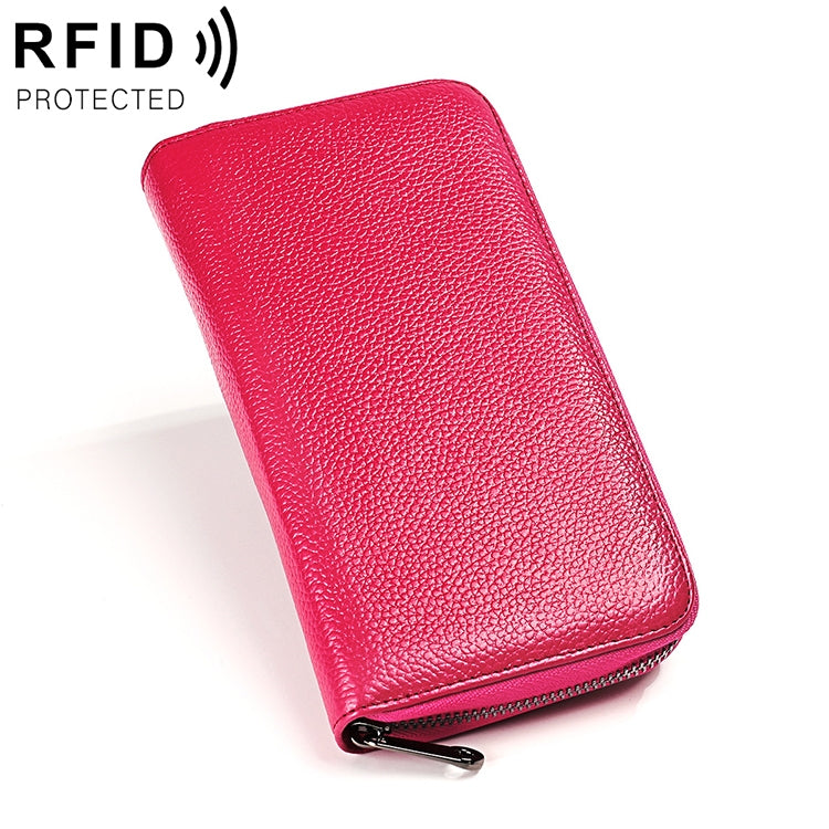 KB196 Top-grain Leather Large Capacity Multi-function 36-Bit Anti-magnetic RFID Organ Card Package Wallet(Rose Red) - Antimagnetic RFID Package by PMC TechLife | Online Shopping South Africa | PMC TechLife | Buy Now Pay Later Mobicred
