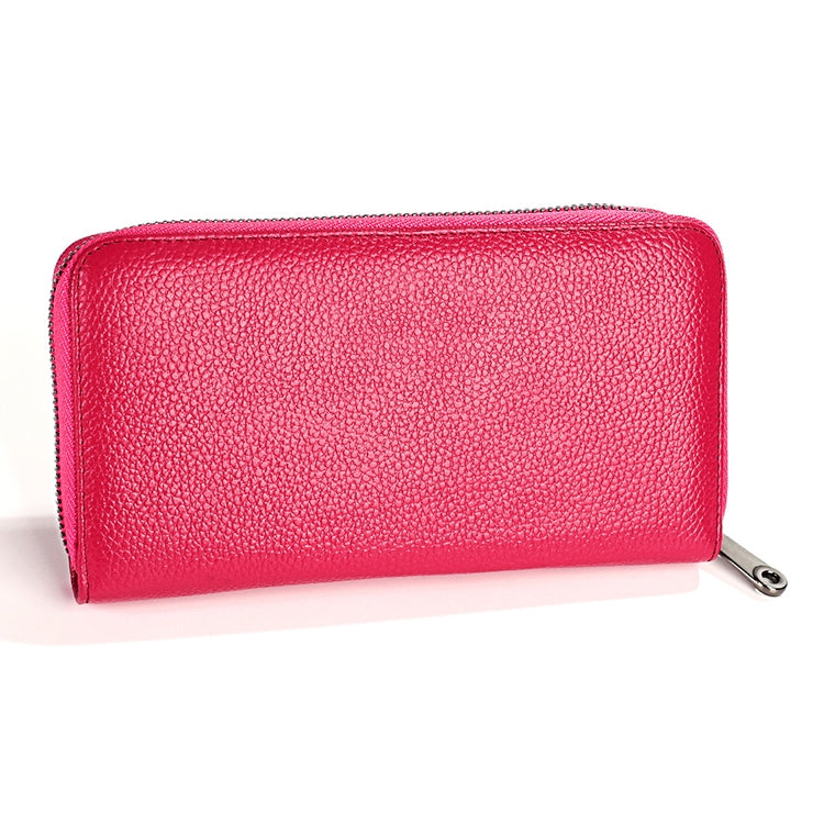 KB196 Top-grain Leather Large Capacity Multi-function 36-Bit Anti-magnetic RFID Organ Card Package Wallet(Rose Red) - Antimagnetic RFID Package by PMC TechLife | Online Shopping South Africa | PMC TechLife | Buy Now Pay Later Mobicred