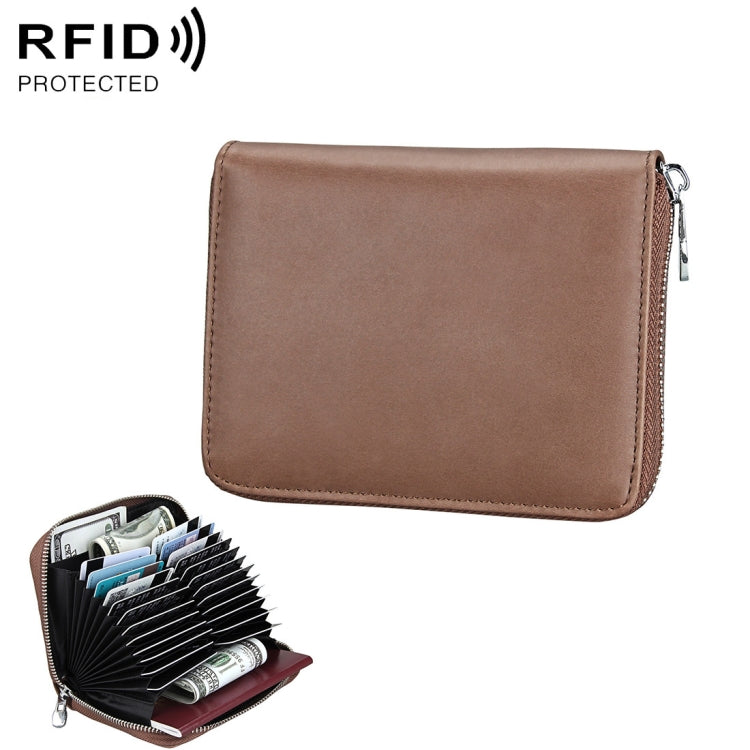 Antimagnetic RFID Multi-functional Genuine Leather Card Package(Coffee) - Antimagnetic RFID Package by PMC Jewellery | Online Shopping South Africa | PMC Jewellery | Buy Now Pay Later Mobicred