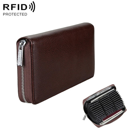 Antimagnetic RFID Large Capacity Long Style Genuine Leather Passport Package / Multifunctional and Many Card Slots Card Package(Coffee) - Antimagnetic RFID Package by PMC Jewellery | Online Shopping South Africa | PMC Jewellery | Buy Now Pay Later Mobicred