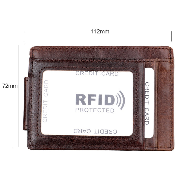 KB80 Antimagnetic RFID Crazy Horse Texture Oil Wax Leather Card Holder Wallet Billfold for Men and Women (Coffee) - Antimagnetic RFID Package by PMC Jewellery | Online Shopping South Africa | PMC Jewellery | Buy Now Pay Later Mobicred