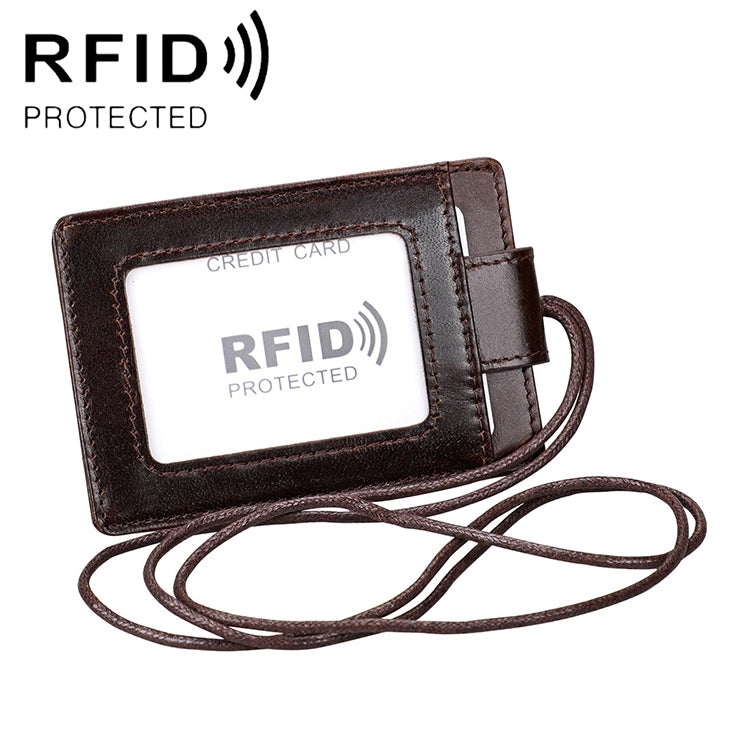 KB153 Antimagnetic RFID Leather Card Holder ID Card Badge with Lanyard(Coffee) - Antimagnetic RFID Package by PMC TechLife | Online Shopping South Africa | PMC TechLife | Buy Now Pay Later Mobicred