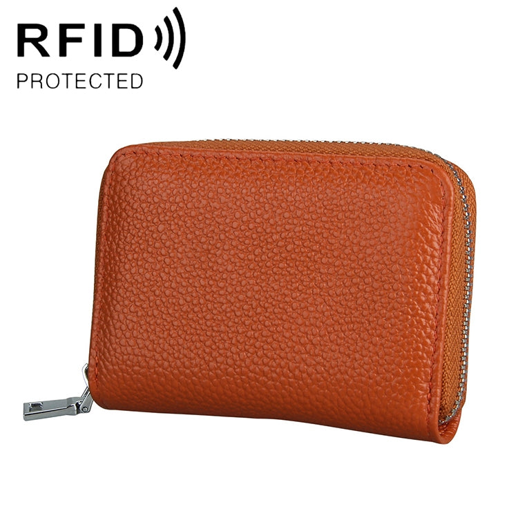 KB205 Antimagnetic RFID Litchi Texture Leather Zipper Large-capacity Card Holder Wallet(Brown) - Antimagnetic RFID Package by PMC Jewellery | Online Shopping South Africa | PMC Jewellery | Buy Now Pay Later Mobicred