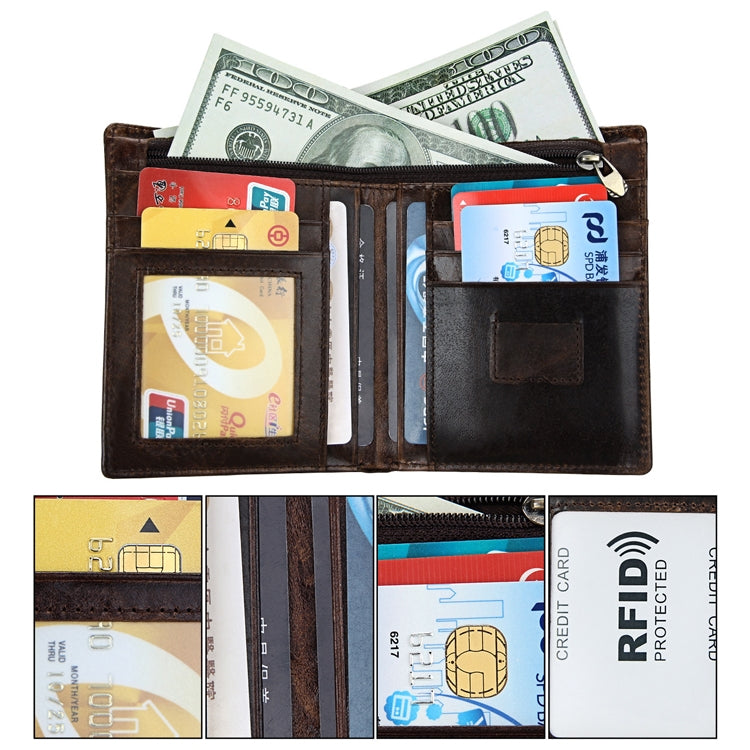 8232 Antimagnetic RFID Men Oil Wax Leather Wallet with Detachable Card Holder - Antimagnetic RFID Package by PMC Jewellery | Online Shopping South Africa | PMC Jewellery | Buy Now Pay Later Mobicred