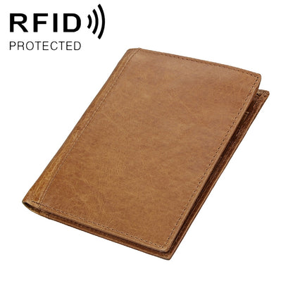 8235 Antimagnetic RFID Multi-function Crazy Horse Texture Leather Wallet Passport Bag(Yellowish-brown) - Antimagnetic RFID Package by PMC Jewellery | Online Shopping South Africa | PMC Jewellery | Buy Now Pay Later Mobicred