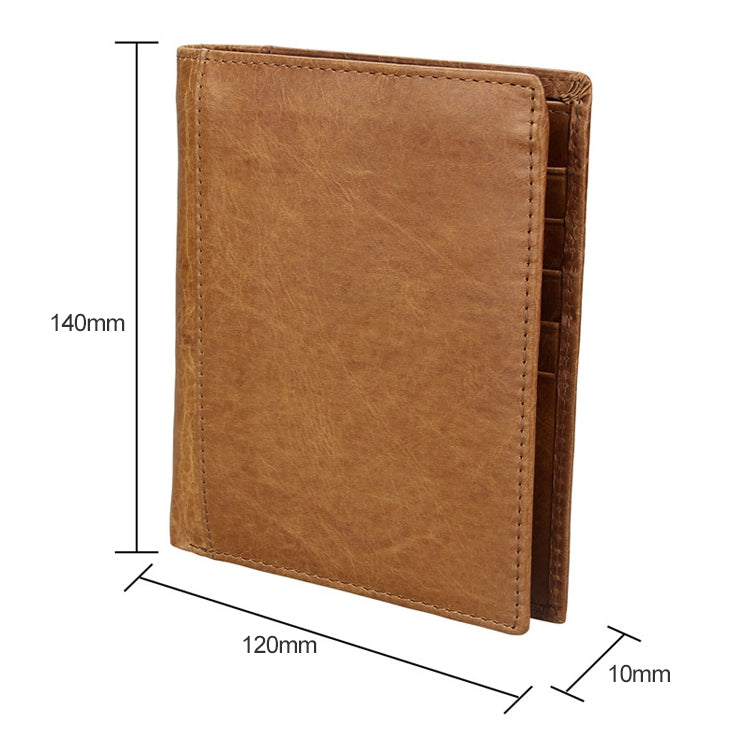 8235 Antimagnetic RFID Multi-function Crazy Horse Texture Leather Wallet Passport Bag(Yellowish-brown) - free shipping - PMC TechLife - Order now!