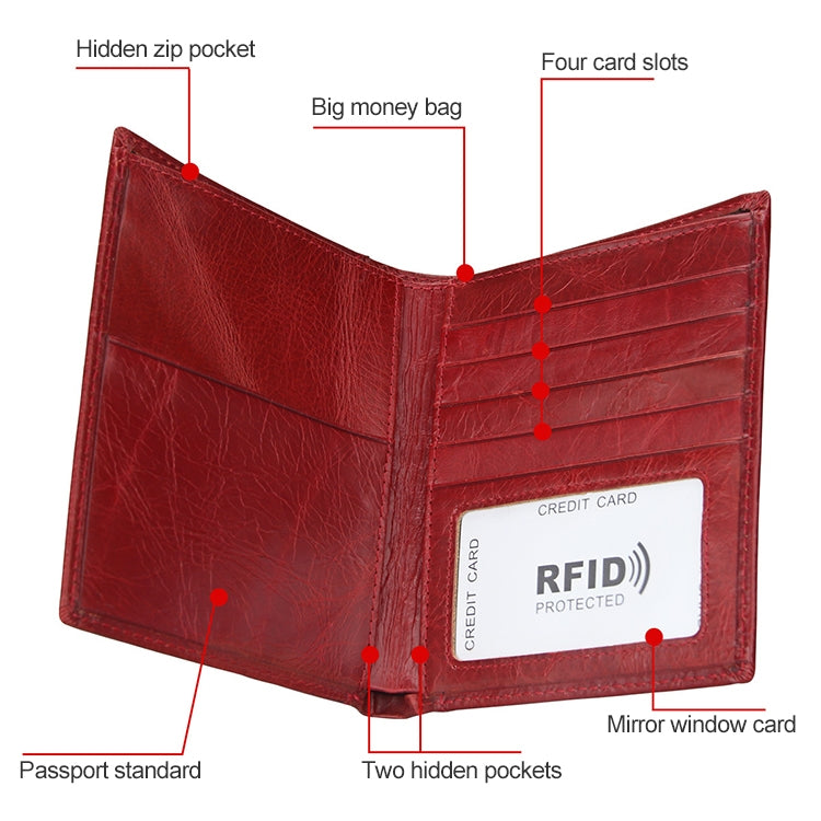 8235 Antimagnetic RFID Multi-function Crazy Horse Texture Leather Wallet Passport Bag(Yellowish-brown) - Antimagnetic RFID Package by PMC Jewellery | Online Shopping South Africa | PMC Jewellery | Buy Now Pay Later Mobicred