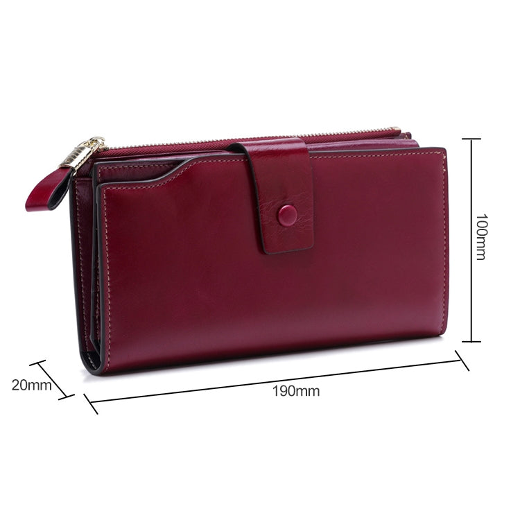 8236 Antimagnetic RFID Multi-function Oil Wax Leather Lady Wallet Large-capacity Purse (Purple) - Antimagnetic RFID Package by PMC Jewellery | Online Shopping South Africa | PMC Jewellery | Buy Now Pay Later Mobicred