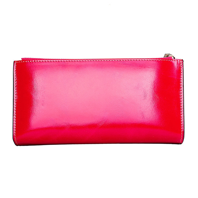 8236 Antimagnetic RFID Multi-function Oil Wax Leather Lady Wallet Large-capacity Purse (Rose Red) - Antimagnetic RFID Package by PMC Jewellery | Online Shopping South Africa | PMC Jewellery | Buy Now Pay Later Mobicred