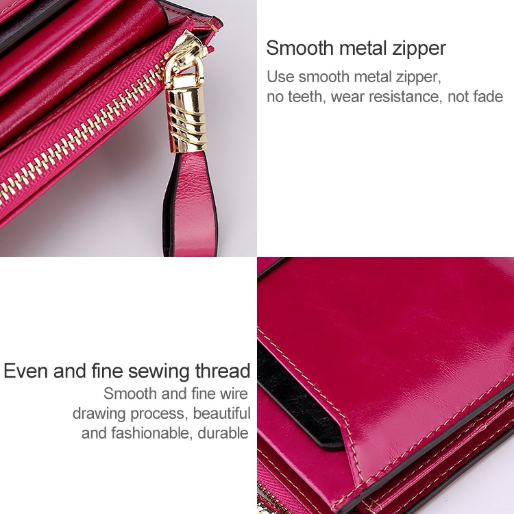 8239 Antimagnetic RFID Multi-function Leather Lady Wallet Large-capacity Purse with Detachable Card Holder(Rose Red) - free shipping - PMC TechLife - Order now!