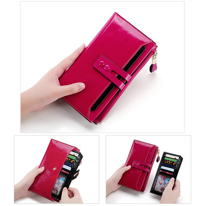 8239 Antimagnetic RFID Multi-function Leather Lady Wallet Large-capacity Purse with Detachable Card Holder (Rose Purple) - Antimagnetic RFID Package by PMC Jewellery | Online Shopping South Africa | PMC Jewellery | Buy Now Pay Later Mobicred