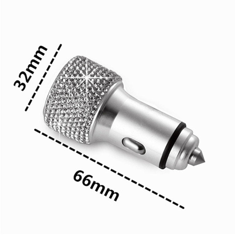 Car Diamond Aluminium Alloy QC3.0 Dual USB Quick Charger(Black) - Car Charger by PMC TechLife | Online Shopping South Africa | PMC TechLife