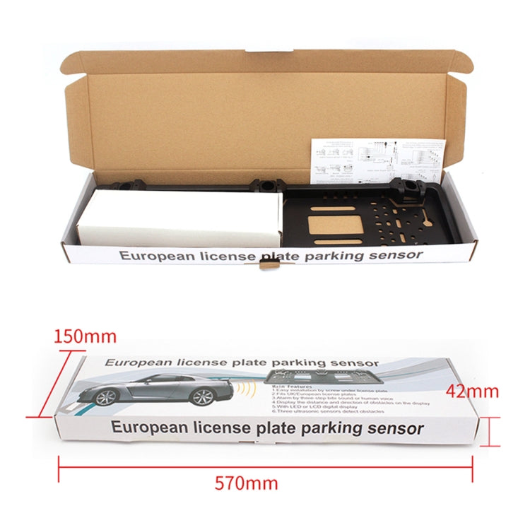 PZ300L Europe Car License Plate Frame Parking Sensors Reversing Radar with 3 Radar Detector - Rear View Cameras by PMC Jewellery | Online Shopping South Africa | PMC Jewellery