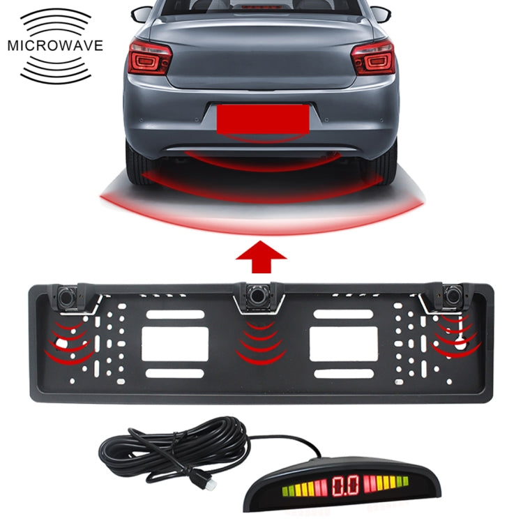 PZ300L Europe Car License Plate Frame Parking Sensors Reversing Radar with 3 Radar Detector - Rear View Cameras by PMC Jewellery | Online Shopping South Africa | PMC Jewellery