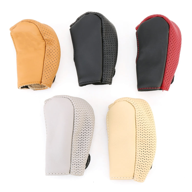 Universal Nonslip Breathable Genuine Leather Car Gear Shift Knob Cover(Grey) - free shipping - PMC TechLife - Order now!