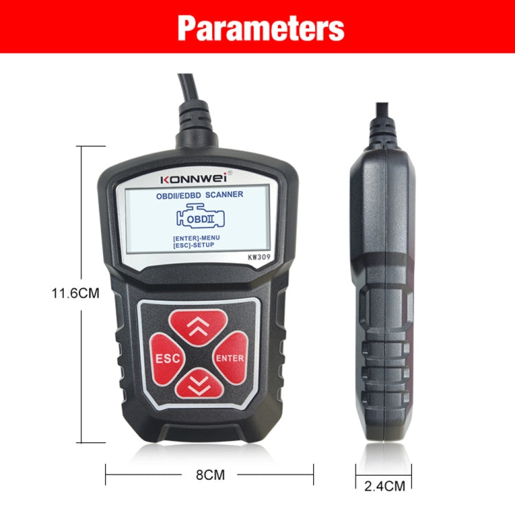 KONNWEI KW309 V309 V310 MS309 Code Reader OBD2 Scanner Diagnostic Tool(Black) - Code Readers & Scan Tools by KONNWEI | Online Shopping South Africa | PMC TechLife | Buy Now Pay Later Mobicred