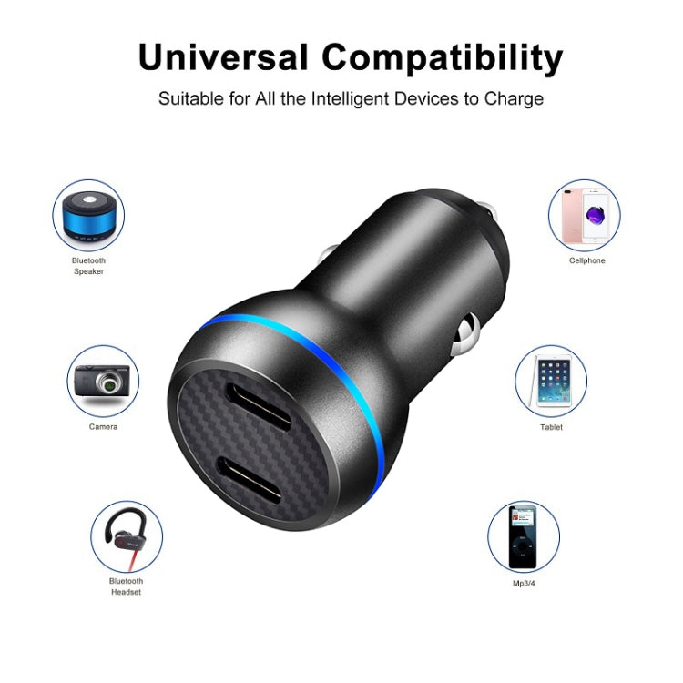 ACC-580 PD 40W Dual Type-C / USB-C Ports Fast Charging Car Charger(Black) - Car Charger by PMC Jewellery | Online Shopping South Africa | PMC Jewellery