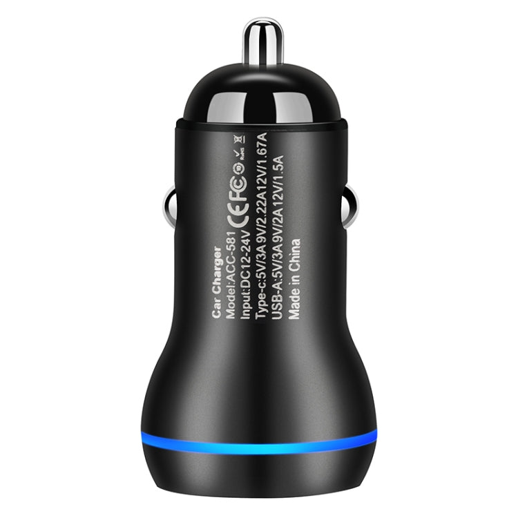 ACC-581 PD 20W + QC3.0 Type-C / USB-C + USB Fast Charging Car Charger (Black) - Car Charger by PMC Jewellery | Online Shopping South Africa | PMC Jewellery