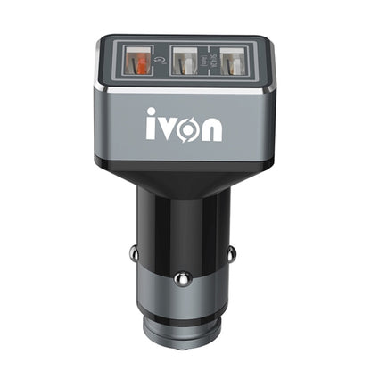 IVON CC36 39W 7.2A QC 3.0 USB + Dual USB Car Charger with Ambient Light - Car Charger by IVON | Online Shopping South Africa | PMC Jewellery | Buy Now Pay Later Mobicred