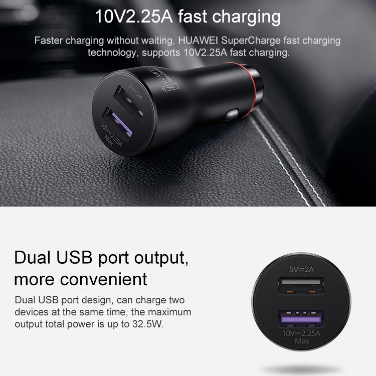 Original Huawei CP36 Dual USB Super Fast Charging Car Charger (Max 22.5W SE) (Dark Gray) - Car Charger by Huawei | Online Shopping South Africa | PMC Jewellery