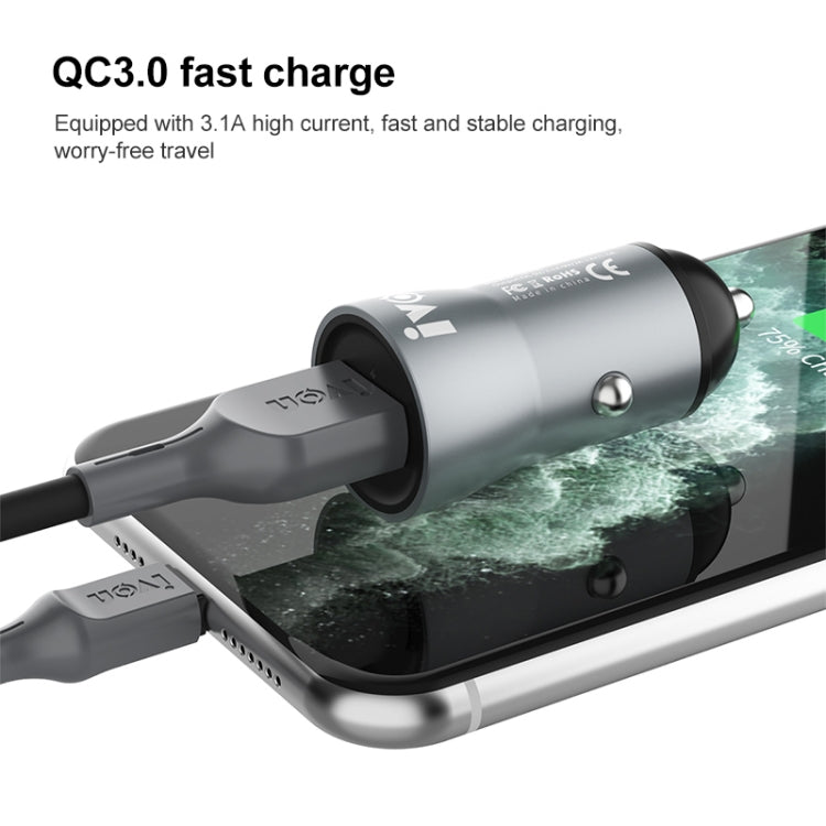 IVON CC39 18W 3.1A QC 3.0 USB Car Charger + 1m USB to USB-C / Type-C Fast Charge Data Cable Set - Car Charger by IVON | Online Shopping South Africa | PMC TechLife