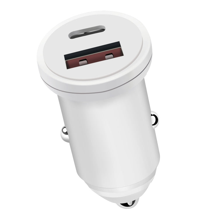 PD 20W USB-C / Type-C + QC 3.0 USB Interface Fast Charging Car Charger (White) - free shipping - PMC TechLife - Order now!