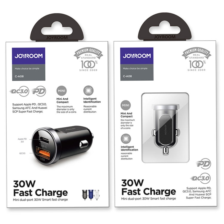 JOYROOM C-A08 30W Mini PD+QC3.0 Dual-port Smart Car Charger (Black) - Car Charger by JOYROOM | Online Shopping South Africa | PMC Jewellery | Buy Now Pay Later Mobicred