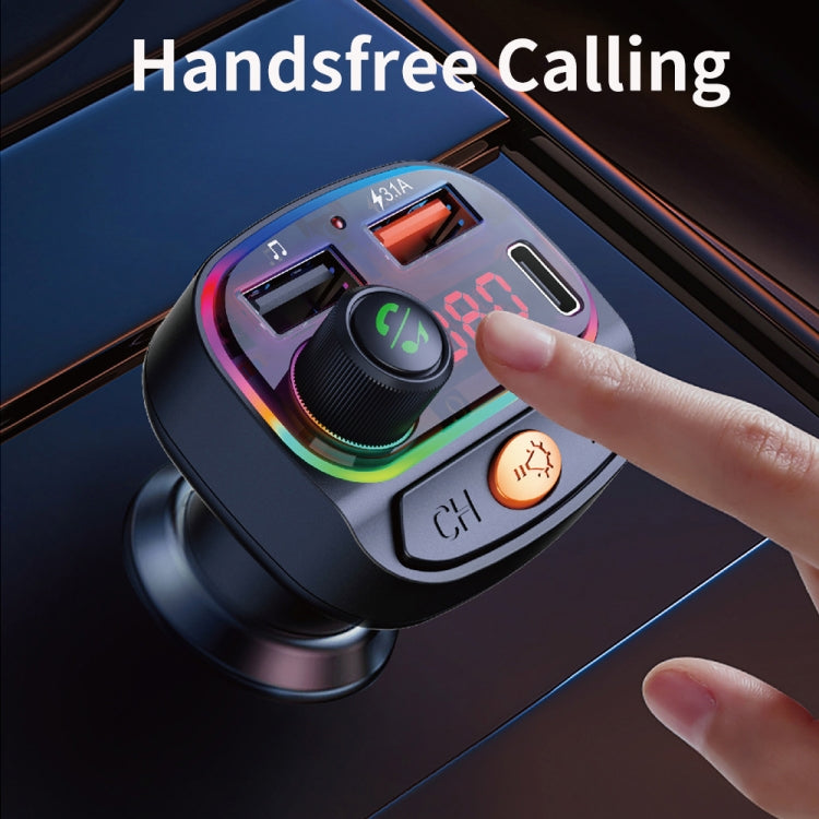 C15 Multifunctional Car Dual 3.1A+Type-C USB Charger Bluetooth FM Transmitter with Atmosphere Light - Bluetooth Car Kits by PMC TechLife | Online Shopping South Africa | PMC TechLife | Buy Now Pay Later Mobicred