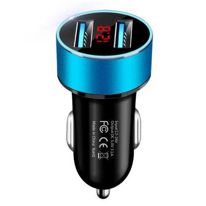 JMG-C016A 5 PCS 5V 3.1A Car Dual USB Charger with LED Display(Blue) - Car Charger by PMC Jewellery | Online Shopping South Africa | PMC Jewellery