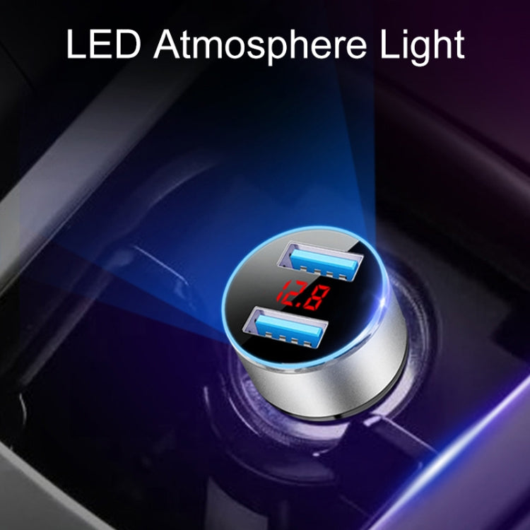 JMG-C016A 5 PCS 5V 3.1A Car Dual USB Charger with LED Display(Silver) - Car Charger by PMC TechLife | Online Shopping South Africa | PMC TechLife