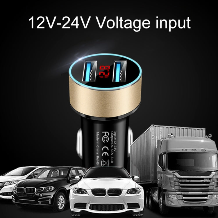 JMG-C016A 5 PCS 5V 3.1A Car Dual USB Charger with LED Display(Black) - Car Charger by PMC Jewellery | Online Shopping South Africa | PMC Jewellery