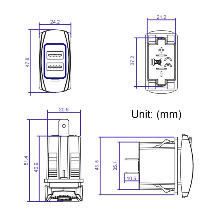 Car 4.8A Double-sided Mobile Phone Charger - DIY Modified Charger by PMC Jewellery | Online Shopping South Africa | PMC Jewellery