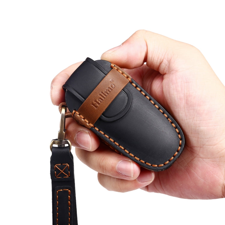 Hallmo Car Cowhide Leather Key Protective Cover Key Case for Hyundai 6-button(Brown) - Car Key Cases by Hallmo | Online Shopping South Africa | PMC TechLife | Buy Now Pay Later Mobicred