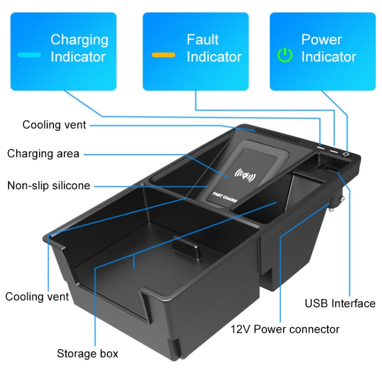 HFC-1050 Car Qi Standard Wireless Charger 10W Quick Charging for Audi A4L 2017-2022, Left Driving - Wireless Charging Pads by PMC Jewellery | Online Shopping South Africa | PMC Jewellery