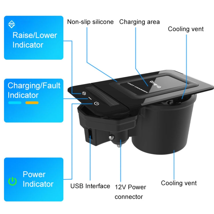 HFC-1052 Car Qi Standard Wireless Charger 15W / 10W Quick Charging for Audi A6L 2019-2022, Left Driving - Wireless Charging Pads by PMC Jewellery | Online Shopping South Africa | PMC Jewellery