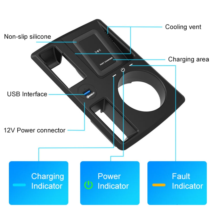 HFC-1054 Car Qi Standard Wireless Charger 15W / 10W Quick Charging for Audi Q3 2019-2022, Left Driving - Wireless Charging Pads by PMC Jewellery | Online Shopping South Africa | PMC Jewellery