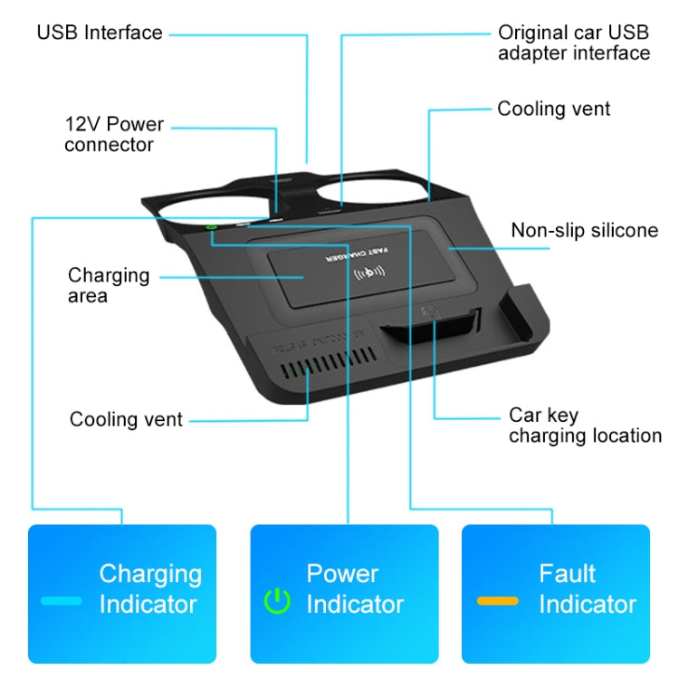 HFC-1016 Car Qi Standard Wireless Charger 10W Quick Charging for BMW M5 2018-2021, Left and Right Driving - Wireless Charging Pads by PMC Jewellery | Online Shopping South Africa | PMC Jewellery