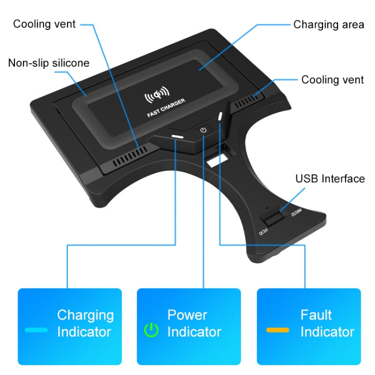 HFC-1017 Car Qi Standard Wireless Charger 10W Quick Charging for BMW 3 Series 2020-2022, Left Driving - Wireless Charging Pads by PMC Jewellery | Online Shopping South Africa | PMC Jewellery