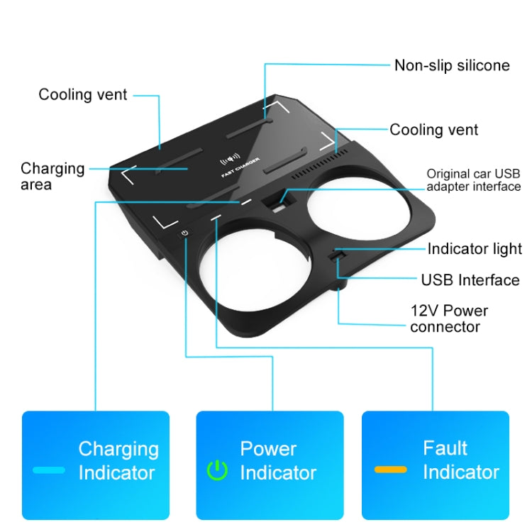 HFC-1018 Car Qi Standard Wireless Charger 10W Quick Charging for BMW X6 2020-2022, Left and Right Driving - Wireless Charging Pads by PMC Jewellery | Online Shopping South Africa | PMC Jewellery