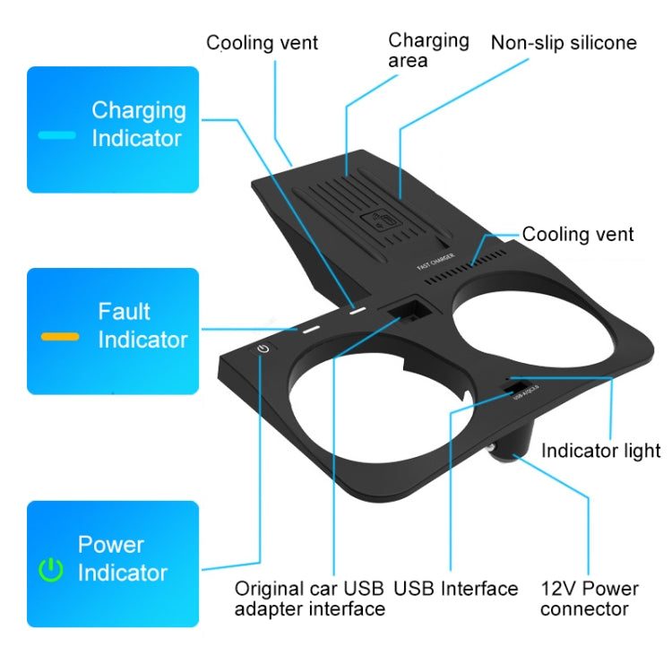 HFC-1019 Car Qi Standard Wireless Charger 10W Quick Charging for BMW X6 2020-2022, Left Driving - Wireless Charging Pads by PMC Jewellery | Online Shopping South Africa | PMC Jewellery