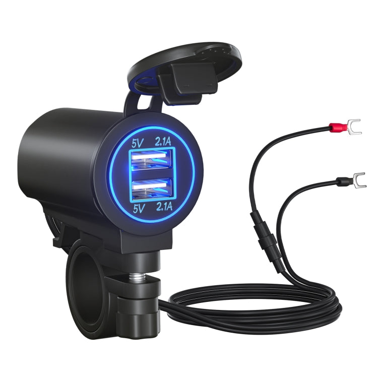 ZH-526I1 Car / Motorcycle 4.2A Dual USB Port Car Charger(Blue Light) - Battery Charger by PMC Jewellery | Online Shopping South Africa | PMC Jewellery