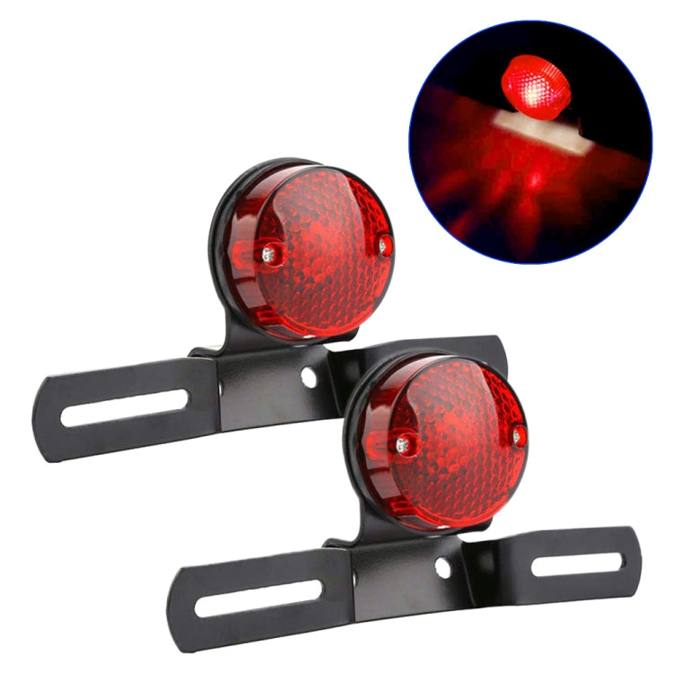 2 PCS Motorcycle Retro Round Brake Light with License Plate Holder - Signal Lights by PMC Jewellery | Online Shopping South Africa | PMC Jewellery