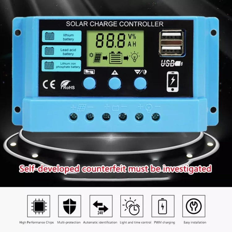 20A Solar Charge Controller 12V / 24V Lithium Lead-Acid Battery Charge Discharge PV Controller - Voltage Stabilizer by PMC Jewellery | Online Shopping South Africa | PMC Jewellery