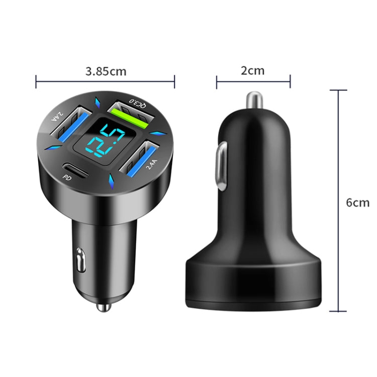 2pcs 4 in 1 USB PD20W+QC3.0+2.4A Digital Display Car Fast Charger - Car Charger by PMC TechLife | Online Shopping South Africa | PMC TechLife