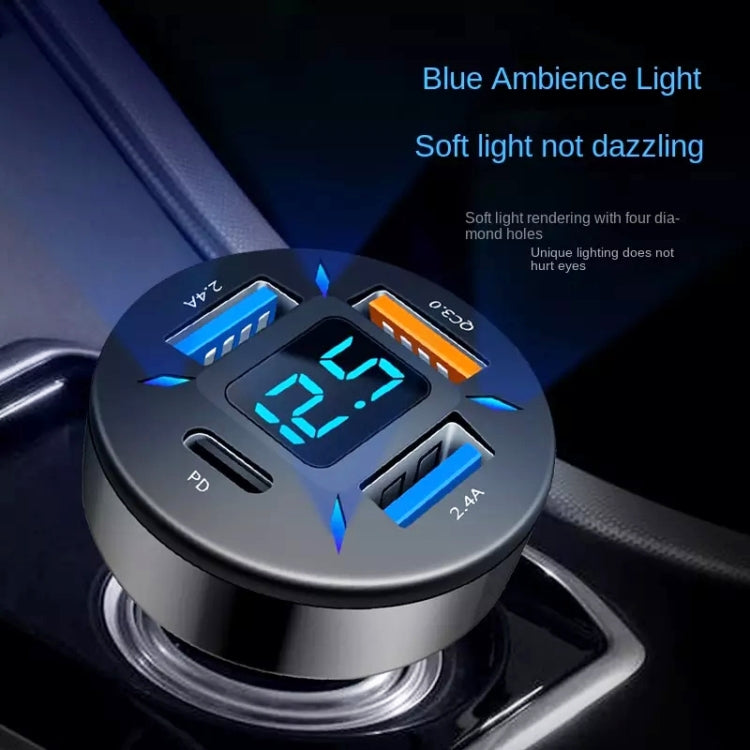 2pcs 4 in 1 USB PD20W+QC3.0+2.4A Digital Display Car Fast Charger - Car Charger by PMC TechLife | Online Shopping South Africa | PMC TechLife